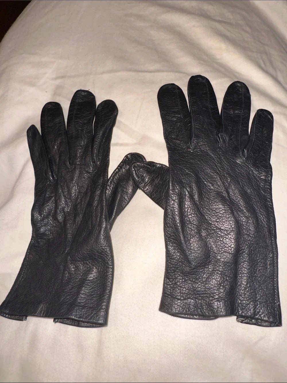 Vintage Black Italian Leather Wrist Gloves